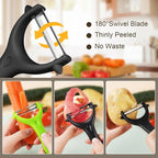 AUAUY 2-Piece Y-Shaped Swivel Vegetable Peeler, Non-Slip Ergonomic Handle, Stainless Steel Blade, Veggie Peeler for Kitchen (Black+Green)