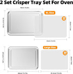 Air Fryer Basket, 2 Set Air Fryer Pans and Tray for Oven with 60 PCS Parchment Papers, DEGOVIN Non-stick Stainless Steel Oven Air Fryer Basket and Tray-18.8" x 12.8"Extra Large &15.7" x 11.6"Large