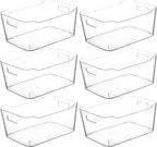 Clear Plastic Storage Bins, Perfect for Kitchen Organization or Pantry Organization and Storage, Medium Fridge Organizer Plastic Bins, Pantry Organization and Storage Bins, Cabinet Organizers