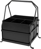 Silverware Caddy Utensil Organizer With Handle, Outdoor Picnic and Camping Utensil Holder, Flatware Holder for Party Gatherings, Metal - Black