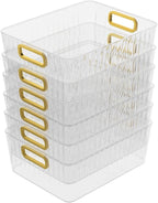 Kiddream 6 Packs Clear Fridge Organizer Bins, Plastic Pantry Organizers and Storage Bins