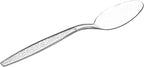 Comfy Package [300 Pack] Heavyweight Clear Plastic Tea Spoons with Engraved Design - Disposable Sturdy Plastic Utensils for Parties, Weddings, and Events