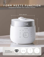 CUCKOO Twin Pressure Rice Cooker 6-Cup Uncooked / 12-Cup Cooked with Induction Heating Technology, 20 Menu Modes with Voice Guide, Versatile Rice Maker Multi-Cooker & Pressure Cooker (CRP-LHTR0609FW)