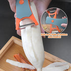 2 In 1 Fruit Peeler,Peeling and shredding Vegetables Potato Vegetable Peeler Carbon Steel Blade,Multi Function Stainless Steel Vegetable Peeler with Straight and Serrated Blades (2PCS-B)