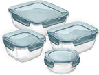Bormioli Rocco Frigoverre Evolution Collection - 7 x 5.5 Inch Rectangle Container - 1 Liter (33.75oz) - Grey