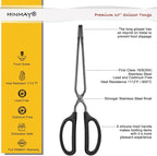 10" Stainless Steel Scissor Tongs with Comfort-Grip Handle (Black)