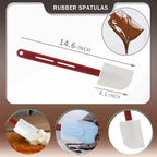 Silicone Rubber Spatulas Pack of 2, Rubber Baking Spatuals 14-Inch, Silicone Spatula for Baking Resistant to High Heat, Nonstick Butter Scrapers Dishwasher Safe