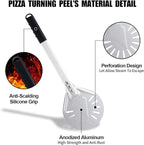 Pizza Turning Peel 8 Inch Round Anodized Aluminum Perforated Pizza Peel Turner With Metal Handle Pizza Paddle Spinner For Outdoor Pizza Oven Accessories