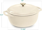 Best Choice Products 6 Quart Enamel Cast-Iron Round Dutch Oven, Family Style Heavy-Duty Pre-Seasoned Cookware for Home, Kitchen, Dining Room, Oven Safe w/Lid, Dual Handles - Vanilla Buttercream