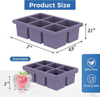mossime Silicone Ice Cube Tray: 2pack Square Whiskey Large Ice Cube Molds - Old Fashioned Ice Cube Trays with Lid - 2inch Easy Release Big Freezer Mold for Cocktail Baby Food Soup & Juice