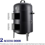 Realcook Charcoal Meat Smoker Grill: Premium BBQ Smokers with Smoke Box - Barbecue Vertical Charcoal Grill Combo for Outdoor Cooking Patio Backyard Grilling Tailgating