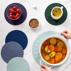 Heat-Resistant Silicone Trivet Mats, Non-Slip Hot Plate Holder for Kitchen Countertops & Dining Table, Reusable Pot Holder Pad with Secure Grip, Dishwasher Safe (Grey, Diameter: 18cm/7.09")