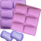 2 Pack Oval Silicone Soap Molds，6 Cavity Soap Molds for Soap Making Silicone Molds for Soap Bath Bombs Shower Steamer Lotion Bars