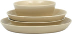 Gibson Home Summer Shades 16 Piece Plates and Bowls Dishes Service for 4 Porcelain Dinnerware Set - Taupe