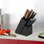 RedCall Universal Knife Block Holder,Large Wood Bamboo Knife Block without Knives,14 Slot Universal Knife Holder Countertop,Butcher Block Knife Storage Organizer for Kitchen (Black)