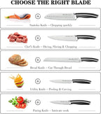 Harriet Knife Set - 7 Pieces Kitchen Knife Set with Cutting Board & Sharpener, High-Carbon Stainless Steel Knife Block Set, Chef Knife Set with Acacia Wood Knife Block