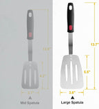 Stainless Steel Spatula, Flexible Metal Slotted Turner for Cast Iron Skillet, Thin Blade and Heat Resistant Silicone Handle, Great for Egg, Cookie, Meat, Crep, Large