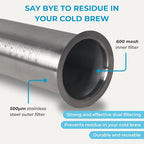 Cold Brew Coffee Maker Set (Brewer & Carafe), Up to 12 Servings of Concentrate, Reusable Stainless Steel Dual Filter, Durable Borosilicate Glass & Spill-Proof Pouring Spout, 16.9 fl oz / 500ml