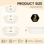 Vinino 3 Pack Round Cake Pan Set (6''/8''/10'') with Metal Reinforced Frame, Circle Cake Pan for Baking Nonstick Silicone Springform Pan for Baking Suitable for Making Layers, Cheese & Chocolate Cakes