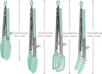 4 Pack Silicone Kitchen Cooking Tongs Set, Stainless Steel Nonstick Food Tong with BPA Free Silicone Tips for Serving Pasta Spaghetti Steak Pie Pizza Salad Vegetable Fruit Grilling BBQ Buffet 9" & 12"