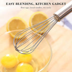 NileHome Whisk, Stainless Steel Wisk Set 8" 10" Kitchen Whisk Wisking Tool Kitchen Wisk Wire Whisks for Cooking, Whisking, Blending, Beating, Stirring-…