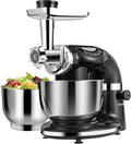 Aifeel Stand Mixer, 8.5QT+ 6QT Two Stainless Steel Bowls Electric Food Mixer, 7 in 1 Multifunctional Kitchen Mixer with Dough Hook, Whisk, Beater, Meat Grinder,Pasta & Cookie Maker-Black
