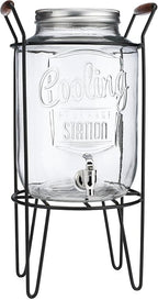 2 PACK-2 GALLON Drink Dispensers for Parties, Cooling Station Beverage Dispensers with Stand, Glass Water Jug Dispenser, 100% Leakproof Spigot Perfect For And Daily Use