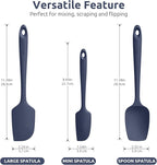 U-Taste Silicone Baking Spatula Set: 480ºF High Heat Resistant, Food Grade Flexible Rubber Kitchen Cooking Mixing Scraper, Food Grade Seamless Utensil for Nonstick Cookware Set of 3 (Midnight Blue)