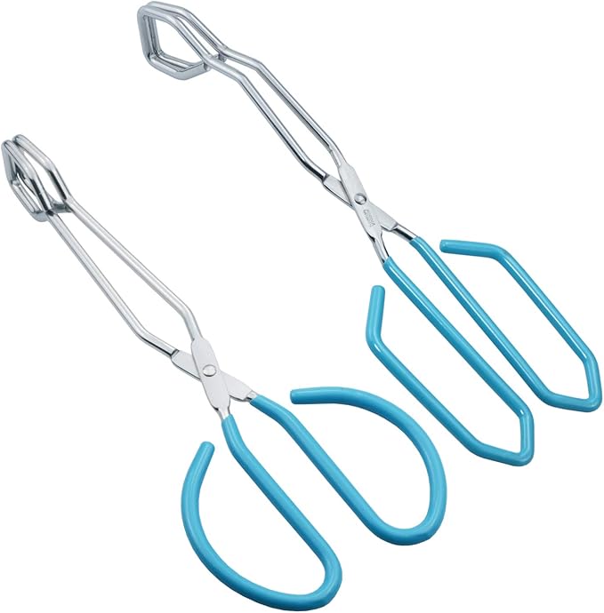 Scissor Style Tongs 10 Inches and 11 Inches Set Stainless Steel Grilling Tongs Hotdog Tongs, Set of 2