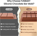 FUNBAKY Dubai Silicone Chocolate Bar Mold - 1-Inch Deep Cavities, Large Thick Candy Bar Mold, Ideal for Filling Pistachio Chocolate, Includes Scraper, 1 Pack