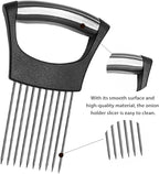 Stainless Steel Onion Holder for Slicing ，Meat Tenderizer，Fruits Vegetable Onion Cutter for Slicing and Storage of Avocados Lemon Potato Tomato and Other Meat Stalking Fork