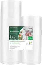 Bonsenkitchen Vacuum Food Sealer Rolls Bags, 8" x 50' & 11" x 50' Commercial Grade BPA Free Bag Rolls, Durable Customized Size Food Vac Bags for Storage and Sous Vide Cooking VB3212
