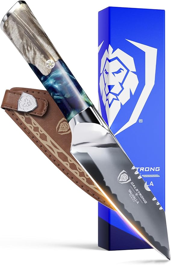Dalstrong Paring Knife - 4 inch - Valhalla Series - 9CR18MOV HC Steel - Celestial Resin & Wood Handle - Professional Kitchen Knife Gift - Razor Sharp - w/Leather Sheath