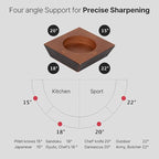 HADANA Rolling Knife Sharpener Tool Kit for Straight Edge - 360 Diamond Disc,600 Ceramic Honing Disc,Magnetic Angle with 15,18,20,22 Degree for various type of Kitchen Knives (Walnut Edition)