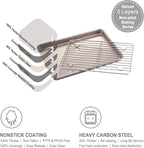 CHEFMADE Roasting Pan with Rack, 13-Inch Non-Stick Rectangular Shallow Dish Sheet Pan with Wire Rack for Oven Baking, BBQ, Jelly Roll and Roasting 9" x 13" x 1" (Champagne Gold)