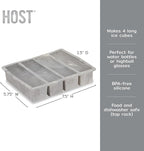 Host Ice Cube Tray, Makes Four 5-Inch Long Cubes, Durable Silicone Trays with Easy Release Design, Perfect for Water Bottles and Highball Glasses, Home Bar Accessories, Set of 1, Marble