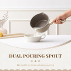 PRICUSIS Nonstick Saucepan Set with Lids, 2QT and 2.7QT Sauce Pan Set, Non Toxic Sauce Pots with Pour Spouts for Multipurpose Use, PFOA Free, Induction Compatible Apricot