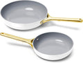 Caraway Fry Pan Duo - Nonstick Ceramic Frying Pan (8" & 10.5”) - Non Toxic, PTFE & PFOA Free - Oven Safe & Compatible with All Stovetops (Gas, Electric & Induction) - White