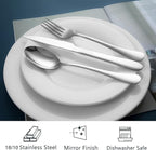 SANTUO 16 Piece Stainless Steel Dinner Spoons Set, 7.3" Silverware Set, Table Soup Spoons, Mirror Finish & Dishwasher Safe