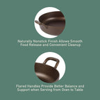 Bloomhouse Natural Bronze Finish 13-Inch Round Cast Iron Everyday Pan – Olive Oil Treated Cooking Surface with Dual Handles & Olive Wood Trivet, Oven, Stovetop & Campfire Safe
