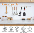 Silicone Spatula Turner Set of 2, 600°F Heat Resistant Cooking Spatulas for Nonstick Cookware, Kitchen Utensils Use Spatula Flippers Rubber Fish Spatulas Set for Egg, Cookie, Pancake, Fish, Burger
