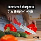 Vos Ceramic Knife Set with Peeler, Ceramic Knives Set For Kitchen, Ultra Sharp Kitchen Knife Set with Covers, 3" 4" 6" Paring, Utility & Chef Knife, Ultra Sharp, Lightweight, Dishwasher safe (Red)