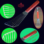 La Cuisine Fish Slotted Spatula Turner with Beveled Edged Stainless Steel, For Flipping Fish Egg Pancake Patties Fries. Blade 6.5", Size 11"