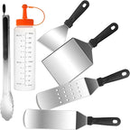 6pcs Griddle Accessories Kit, Heavy Duty Stainless Steel Griddle Tools Spatulas Set for Blackstone - Commercial Grade Flat Top Grill Accessories - Great for Outdoor BBQ
