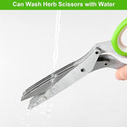 Herb Scissors, Multipurpose Sharp Kitchen Herb Cutter Shears with 5 Stainless Steel Blades, Safety Cover, Cleaning Comb, Cool Kitchen Gadgets for Cutting Fresh Garden Herbs, Dishwasher Safe