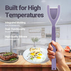 Silicone Egg Flipper Spatula Tongs (Set of 1) – Non-Stick 2-in-1 Grip & Flip Kitchen Tongs for Pancakes, Fish, Eggs, and More – Heat Resistant Cooking Tool (Purple)
