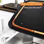 Earth’s Dreams Wood Cutting Board Set 3-Piece: Small, Large & Extra Large - Charcuterie Board, Non-Plastic, Non-Toxic, Heavy-Duty, Dishwasher Safe (Black/Tan)