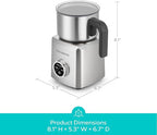 CASABREWS ARTIST Milk Frother, 4-in-1 Electric Milk Steamer for Hot & Cold Foam, Die-Cast Aluminum Body for Latte, Cappuccino, Hot Chocolate, Dishwasher Safe, Knob Control, Great Coffee Gift
