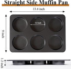 2 Pcs English Muffin Pans, 3.6 Inch Non-Stick 6 Cup Straight Side Cupcake Pan, Hamburger Bun Pan for Home/Kitchen Baking(Lid NOT Included)