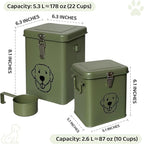 Dog Food Storage Container Airtight Dog Treat Container Pet Food Storage Containers Dog Treat Jar Tinplate Dog Treat Bin Olive Green